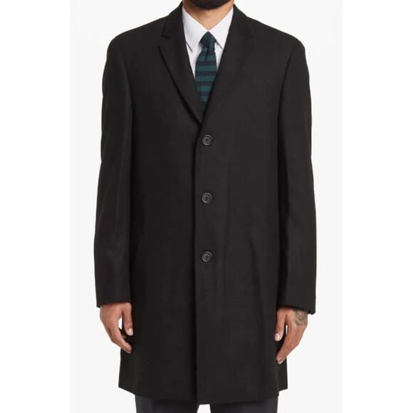 Hart Schaffner Marx Other - Hart Schaffner Marx Topcoat Dress Car Coat Men's 44R Wool Blend Black 3 Button